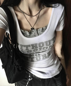 半袖Tシャツ フューチャーUネック半袖Tシャツ WHITE