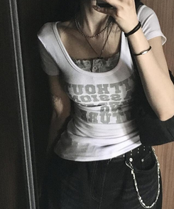 半袖Tシャツ フューチャーUネック半袖Tシャツ WHITE