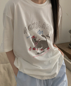 半袖Tシャツ ルーズキャット半袖Tシャツ MELANGE