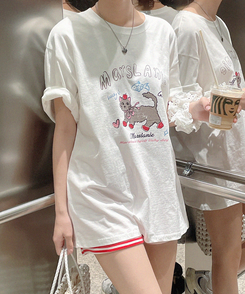 半袖Tシャツ ルーズキャット半袖Tシャツ IVORY