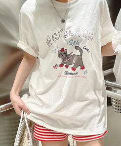 半袖Tシャツ ルーズキャット半袖Tシャツ IVORY