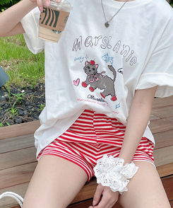 半袖Tシャツ ルーズキャット半袖Tシャツ IVORY