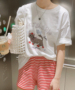 半袖Tシャツ ルーズキャット半袖Tシャツ IVORY