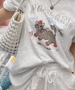 半袖Tシャツ ルーズキャット半袖Tシャツ MELANGE