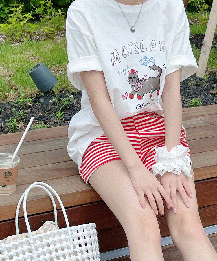 ルーズキャット半袖Tシャツ IVORY