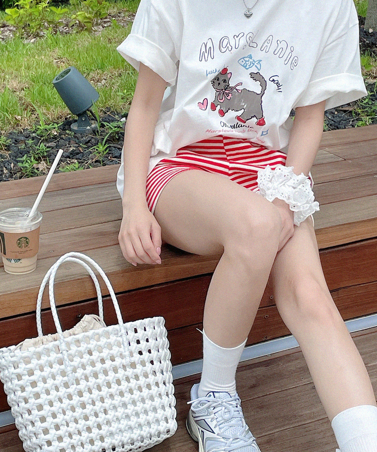ルーズキャット半袖Tシャツ IVORY