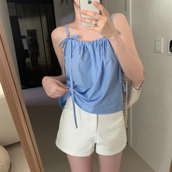 ストライプノースリーブブラウス BLUE