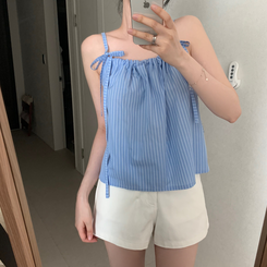ストライプノースリーブブラウス BLUE