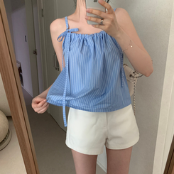 ストライプノースリーブブラウス BLUE