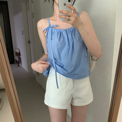 ストライプノースリーブブラウス BLUE