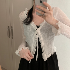 カーディガン フリルボレロカーディガン(8color) IVORY