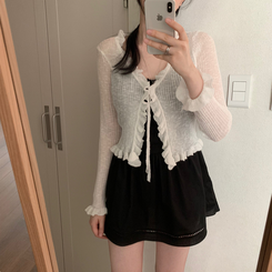 カーディガン フリルボレロカーディガン(8color) IVORY
