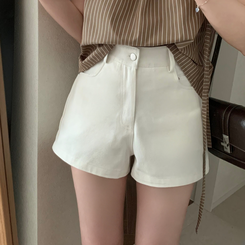 ショートパンツ 【ベルト付き】スリムショートパンツ IVORY