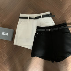 ショートパンツ 【ベルト付き】スリムショートパンツ