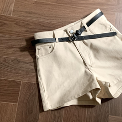 ショートパンツ 【ベルト付き】スリムショートパンツ