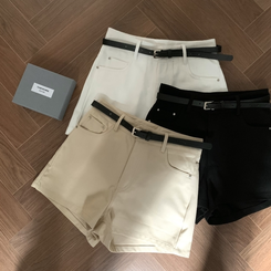 ショートパンツ 【ベルト付き】スリムショートパンツ