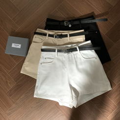 ショートパンツ 【ベルト付き】スリムショートパンツ