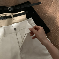 ショートパンツ 【ベルト付き】スリムショートパンツ