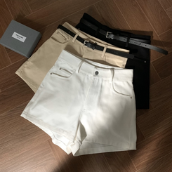 ショートパンツ 【ベルト付き】スリムショートパンツ