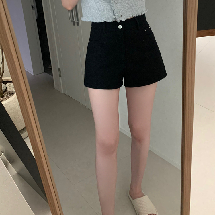 【ベルト付き】スリムショートパンツ BLACK
