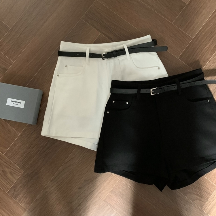 【ベルト付き】スリムショートパンツ