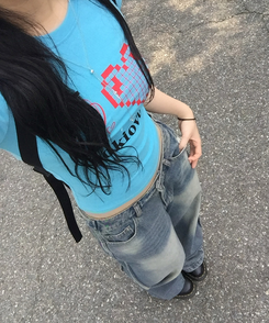 デニム 【丈別】サイドカットウォッシングデニムパンツ BLUE