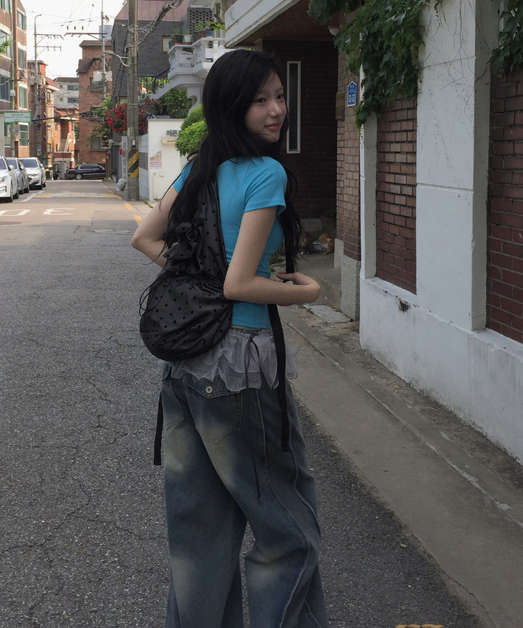 【丈別】サイドカットウォッシングデニムパンツ BLUE