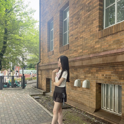 땡땡이 쉬폰 스커트 블랙