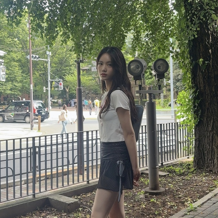 땡땡이 쉬폰 스커트 블랙