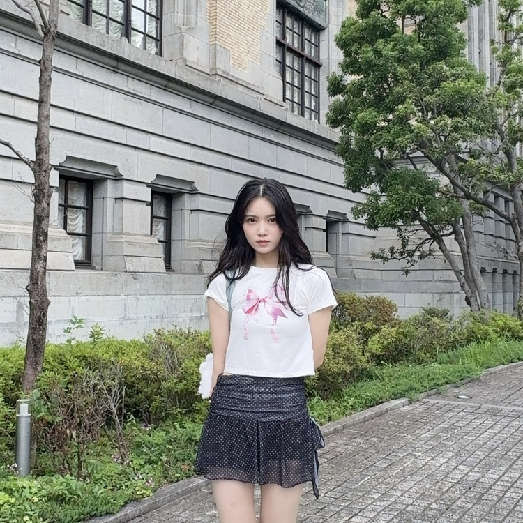 땡땡이 쉬폰 스커트 블랙