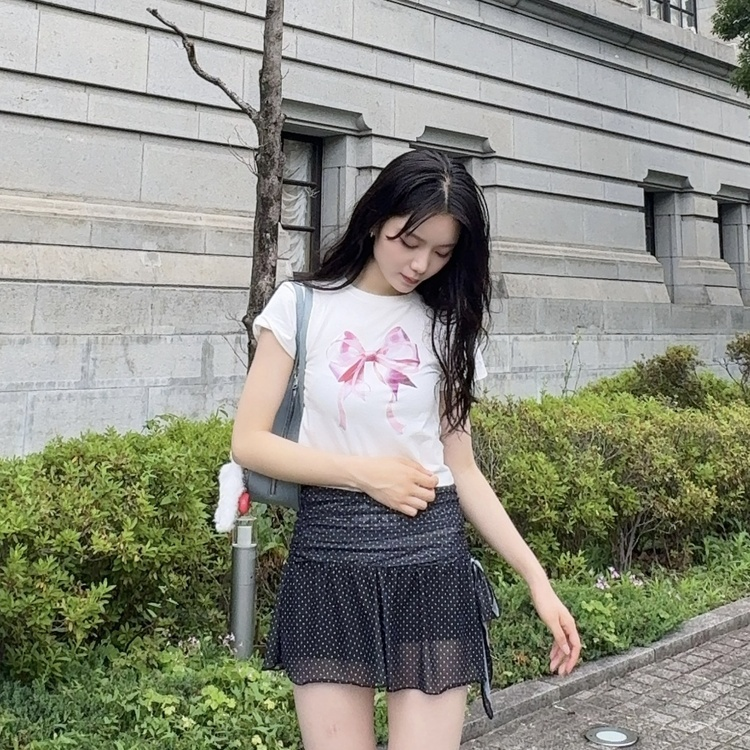 땡땡이 쉬폰 스커트 블랙