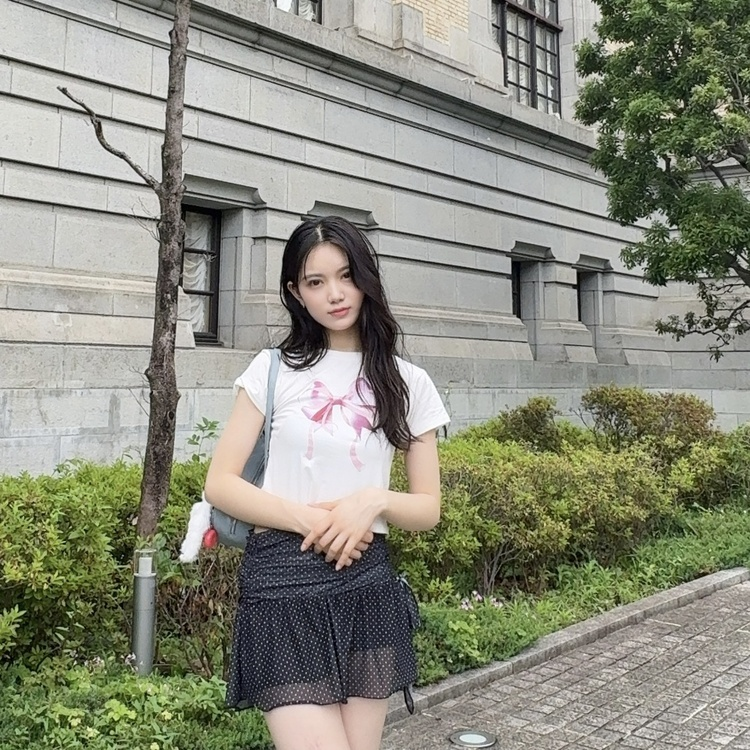 땡땡이 쉬폰 스커트 블랙