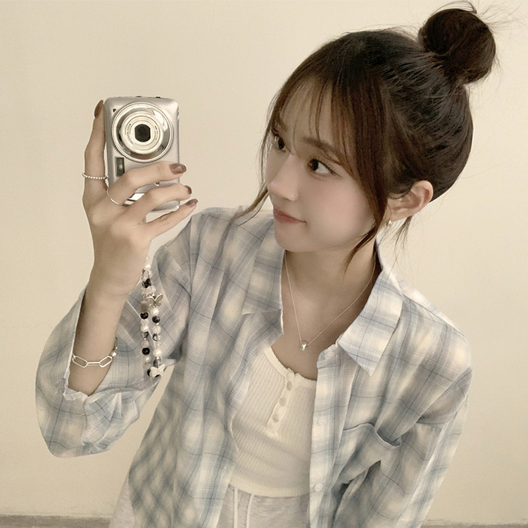 여름에도 시원한 레트로 포켓 카라 오버핏 체크 긴팔 셔츠 루즈핏 파스텔 여름 남방 3color 소라