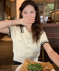 半袖Tシャツ バイカラーボタンカーディガンTシャツ IVORY