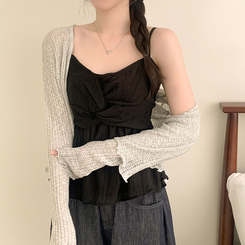 ブラウス スモークフリルクロップビスチェブラウス BLACK