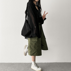 カーゴバンディングバミューダパンツ KHAKI