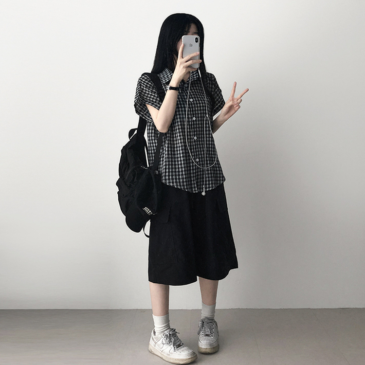 カーゴバンディングバミューダパンツ BLACK