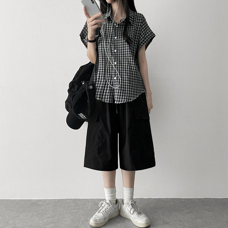 カーゴバンディングバミューダパンツ BLACK