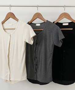 半袖Tシャツ ドットレイヤードカーディガン半袖Tシャツ