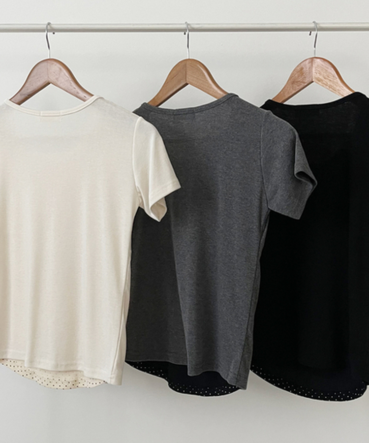 ドットレイヤードカーディガン半袖Tシャツ