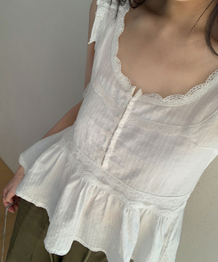 ブラウス フリルレースビスチェブラウス IVORY