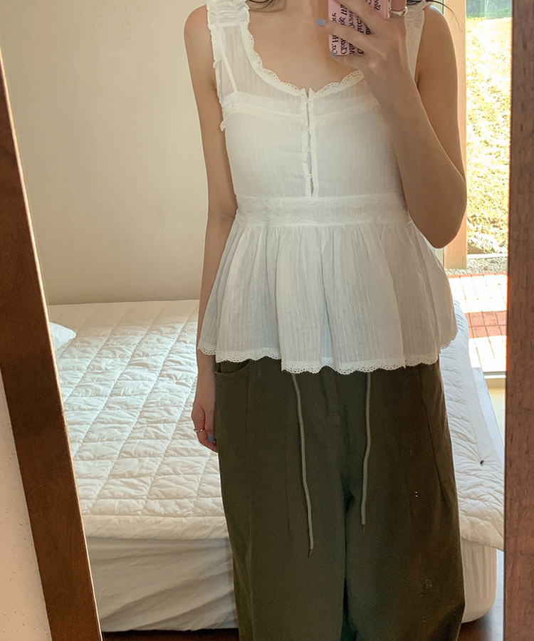 フリルレースビスチェブラウス IVORY