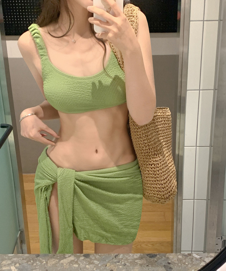 【SET カップ付き】ラップスカート+ビキニ GREEN