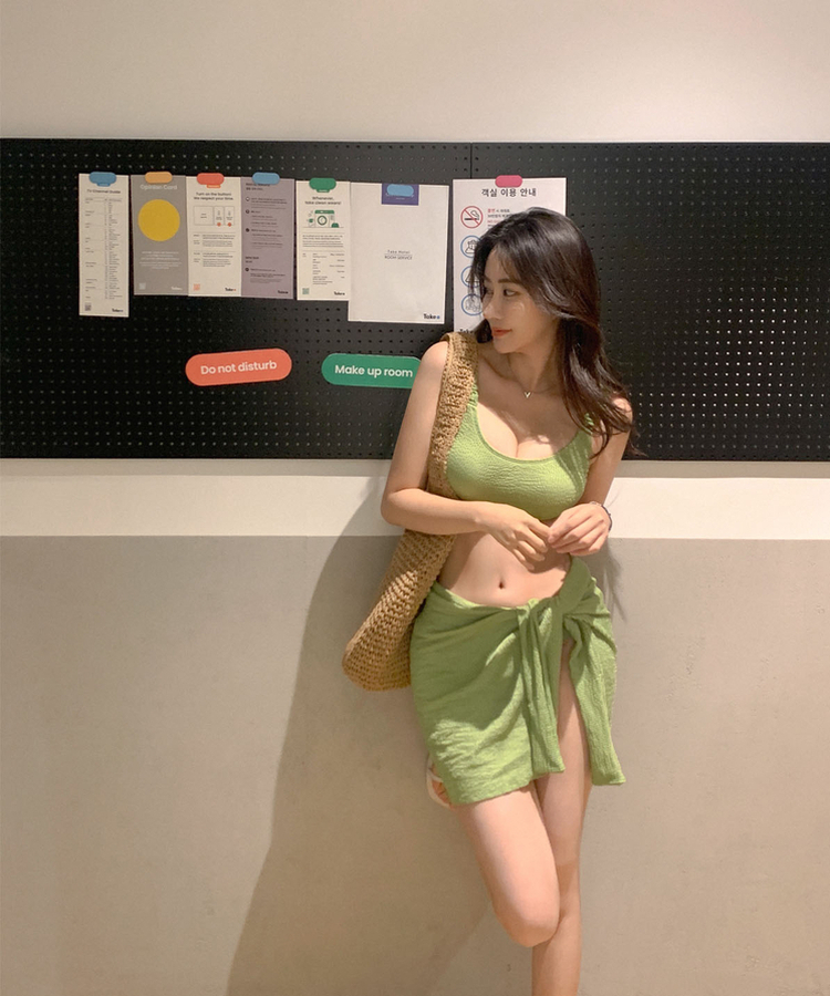 【SET カップ付き】ラップスカート+ビキニ GREEN