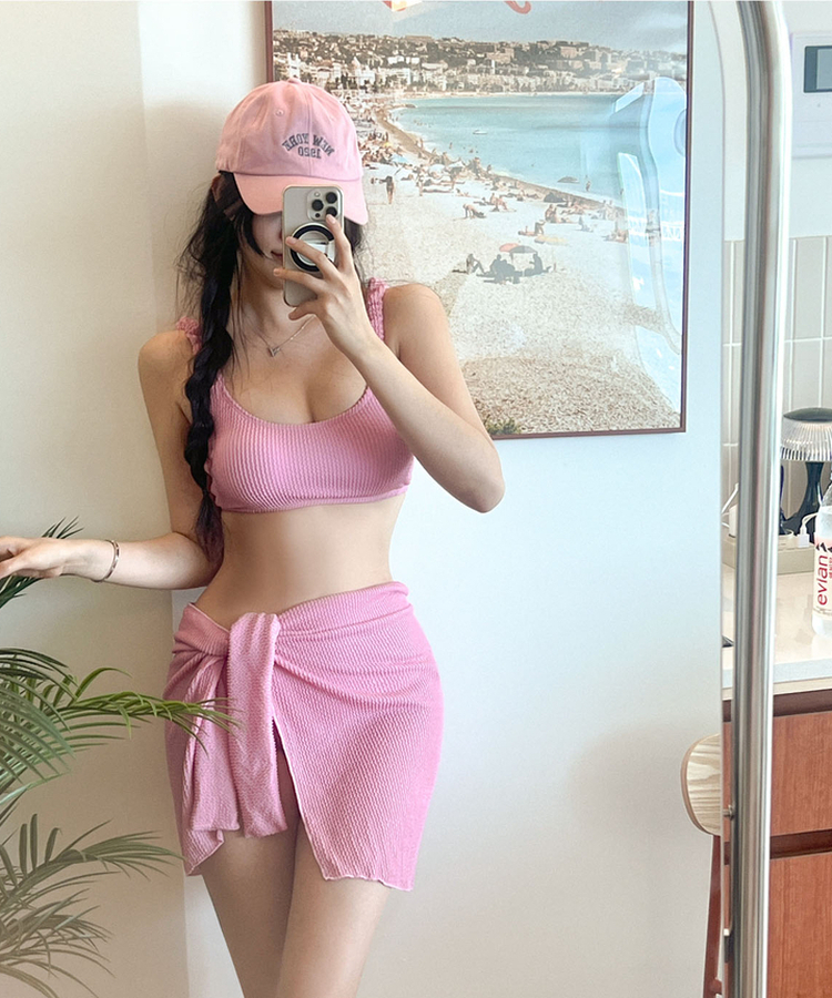 【SET カップ付き】ラップスカート+ビキニ PINK