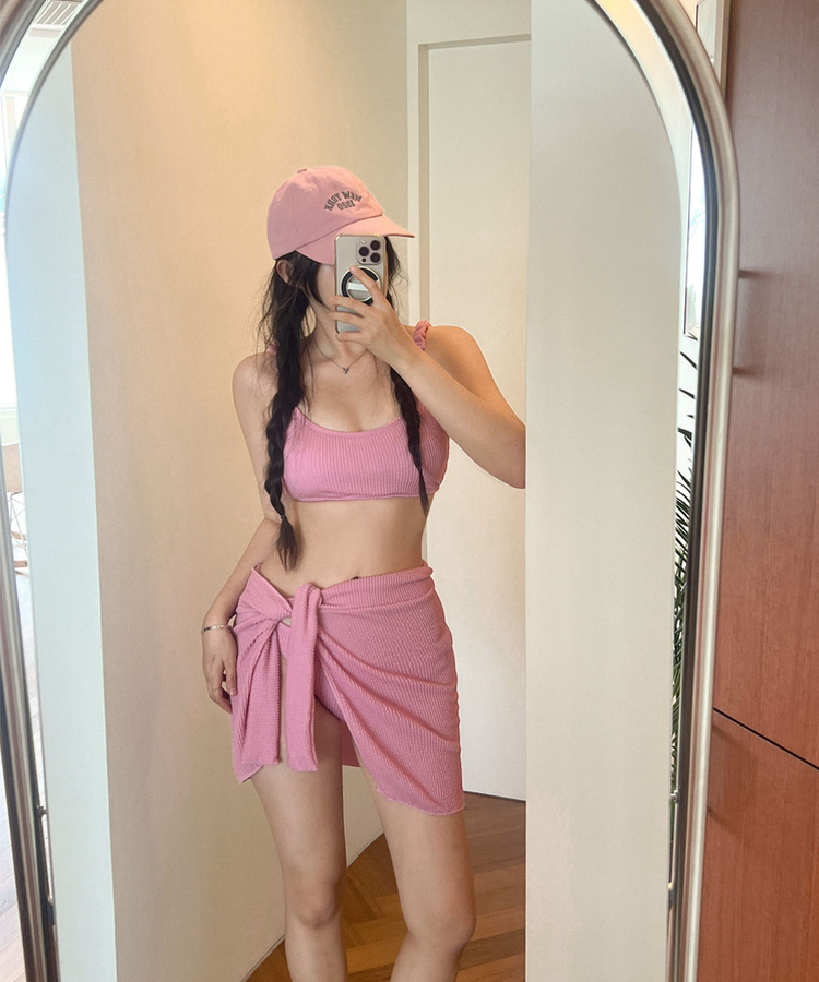 【SET カップ付き】ラップスカート+ビキニ PINK