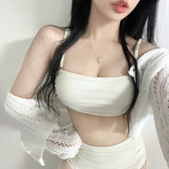 ビキニ 【カップ付き】シャーリングハイウエストビキニ IVORY