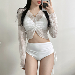 ビキニ 【カップ付き】サイドシャーリングビキニ(5color) WHITE