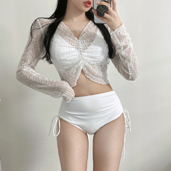 ビキニ 【カップ付き】サイドシャーリングビキニ(5color) WHITE