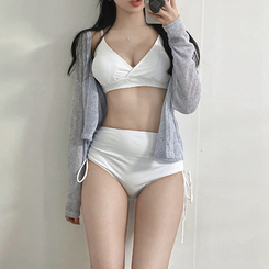 ビキニ 【カップ付き】サイドシャーリングビキニ(5color) WHITE